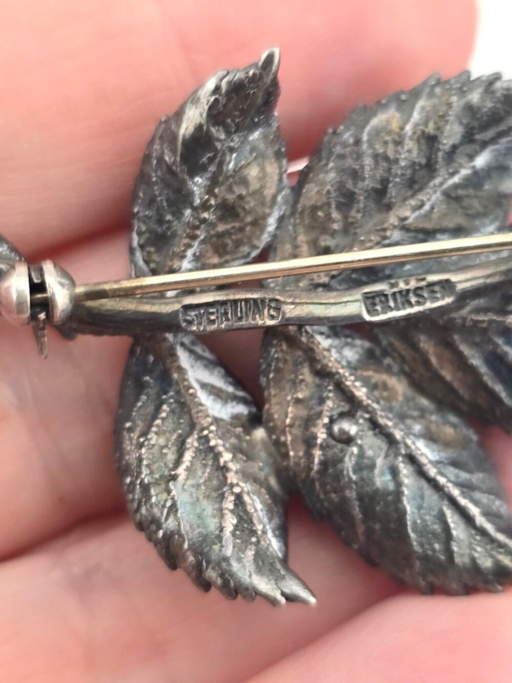 Vintage Ove Eriksen Sterling Silver Leaf Brooch Denmark Scandinavian - Picture 4 of 6